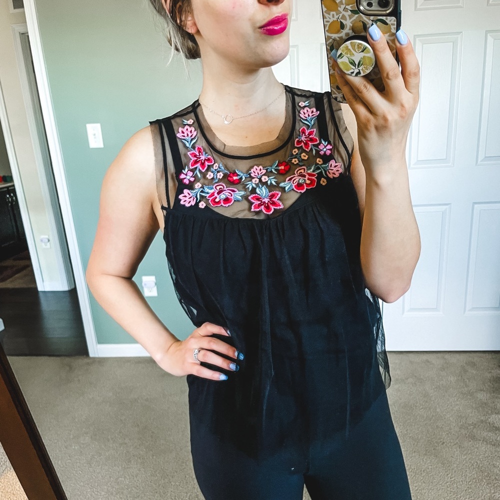 Hollister Black Floral Top Small
